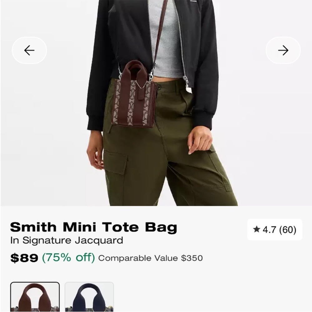 Coach Brown Signature Mini Tote with Dark Brown Trim - Picture 2 of 4